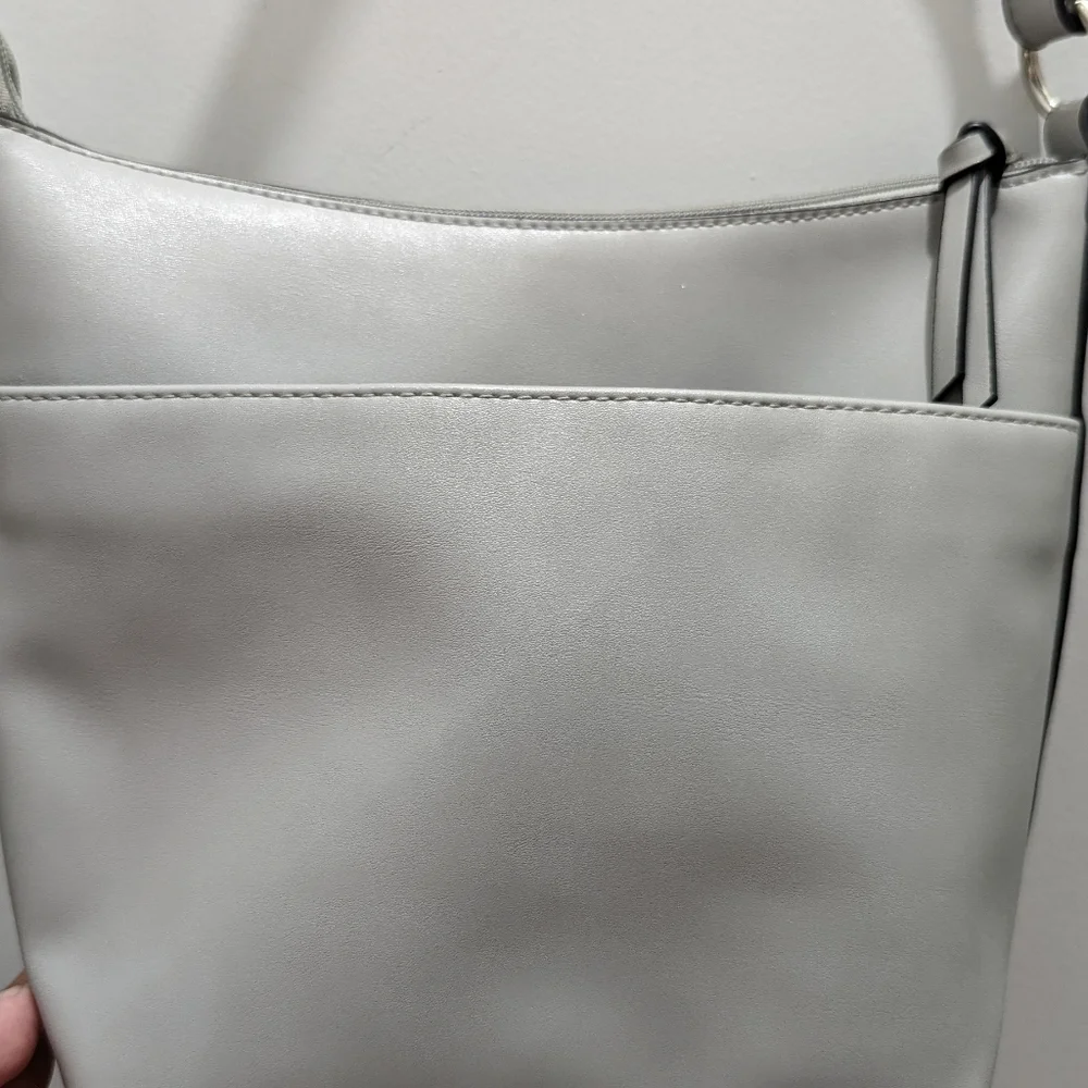 Franco Sarto Gray Handbag Purse cutout Eyelet Light - Picture 4 of 7